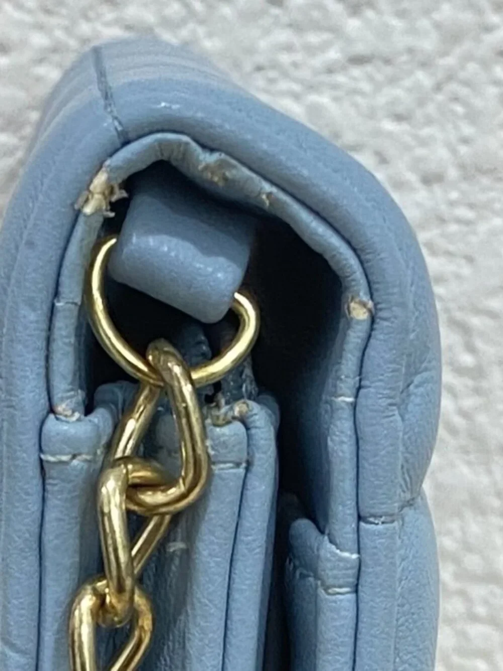 Light Blue Quilted Crossbody Bag Gold Chain Strap Purse - Picture 8 of 13